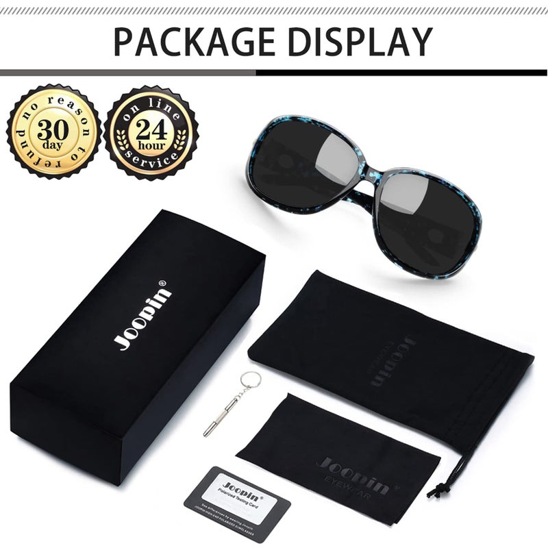 Joopin Large Sunglasses Trendy Leopard Blue Shades for Women Ladies Oversized Sun Glasses Polarized UV Protective Full Coverage Shady Rays - Image 5