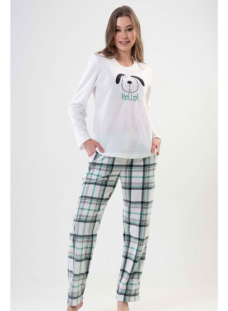 Vienetta Women's Polar Long Sleeve Ecru Pajama Set 202043-0185 - Image 2