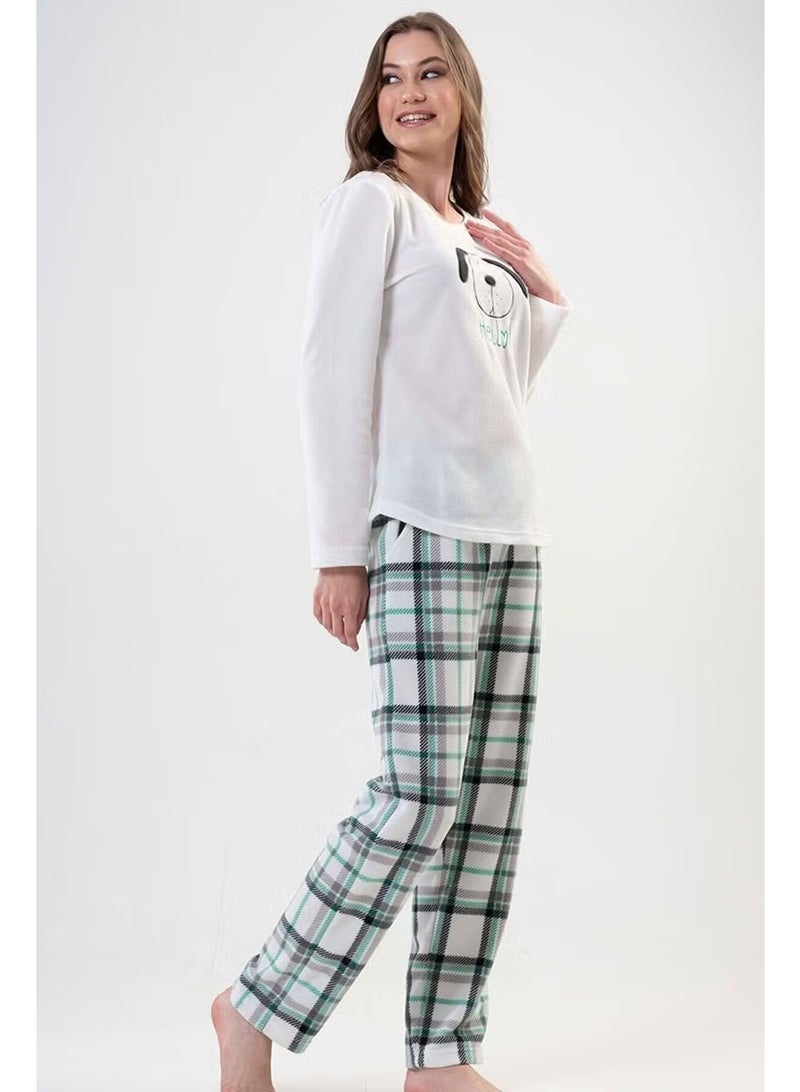 Vienetta Women's Polar Long Sleeve Ecru Pajama Set 202043-0185 - Image 3