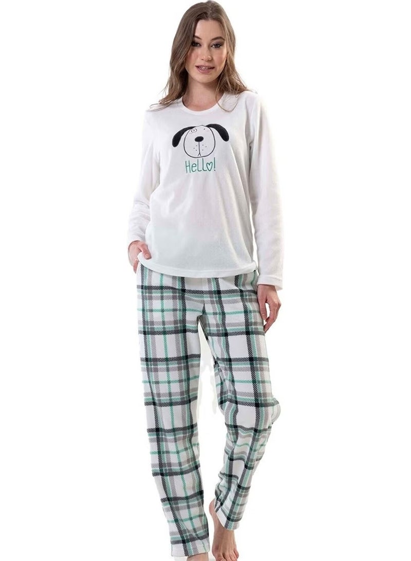 Vienetta Women's Polar Long Sleeve Ecru Pajama Set 202043-0185 - Image 1