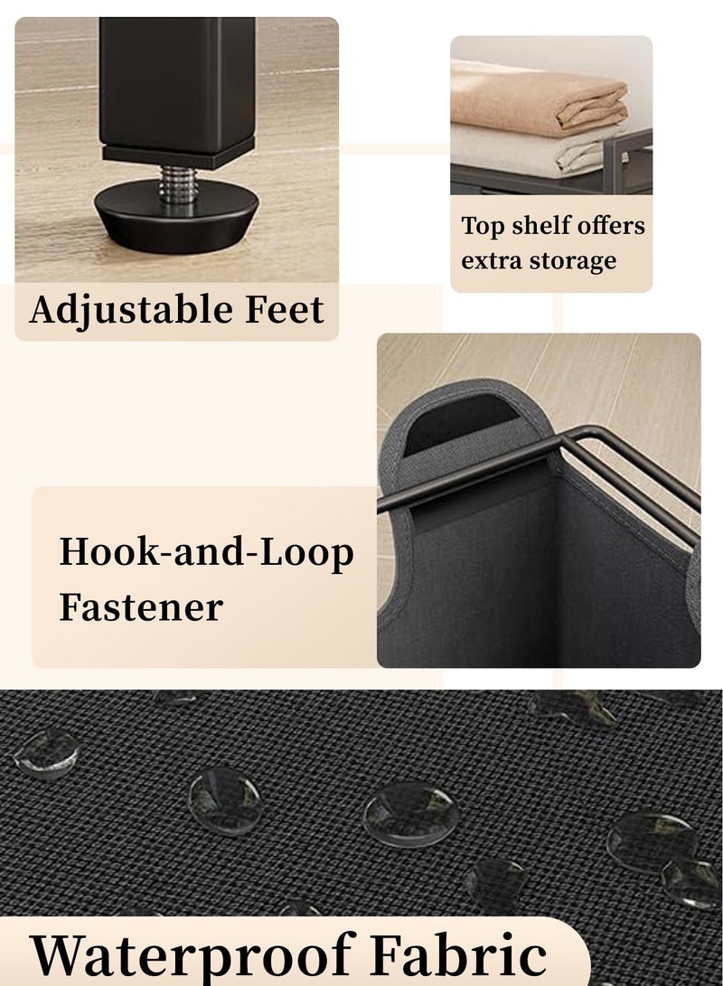 HomKawt Laundry Baskets Hamper Sorter, Portable Dirty Clothes Basket with Removable Oxford Fabric Bags, Laundry Storage Basket with Shelf for Bathroom, Bedroom & Laundry Room - Image 5