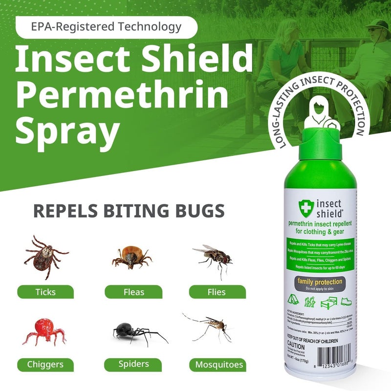 Insect Shield Premium Permethrin Spray - Tick, Flea, Fly, Mosquito, Chigger, Spider & Bed Bug Repellent for Clothing, Gear, Furniture, & Tents, Last up to 60 Days, Clear, 6 Oz Aerosol, Pack of 2 - Image 2