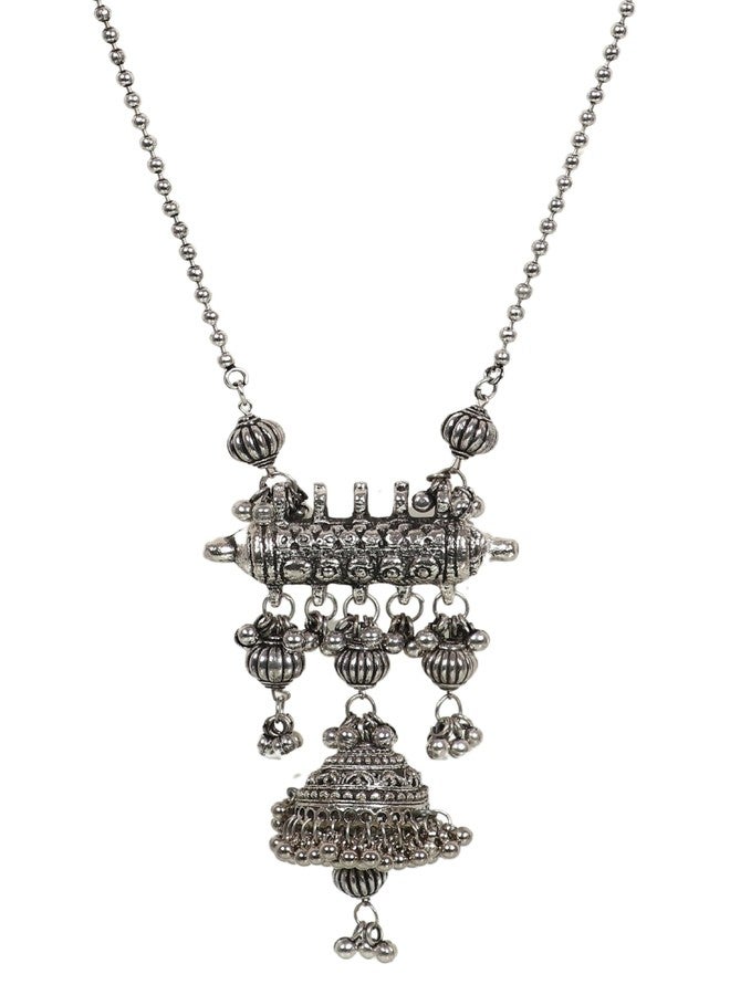 Siddhatva Statement Ethnic Antique Afghani Fashion Oxidised Silver Chain Peandant Necklace Jewelry Women - Image 1