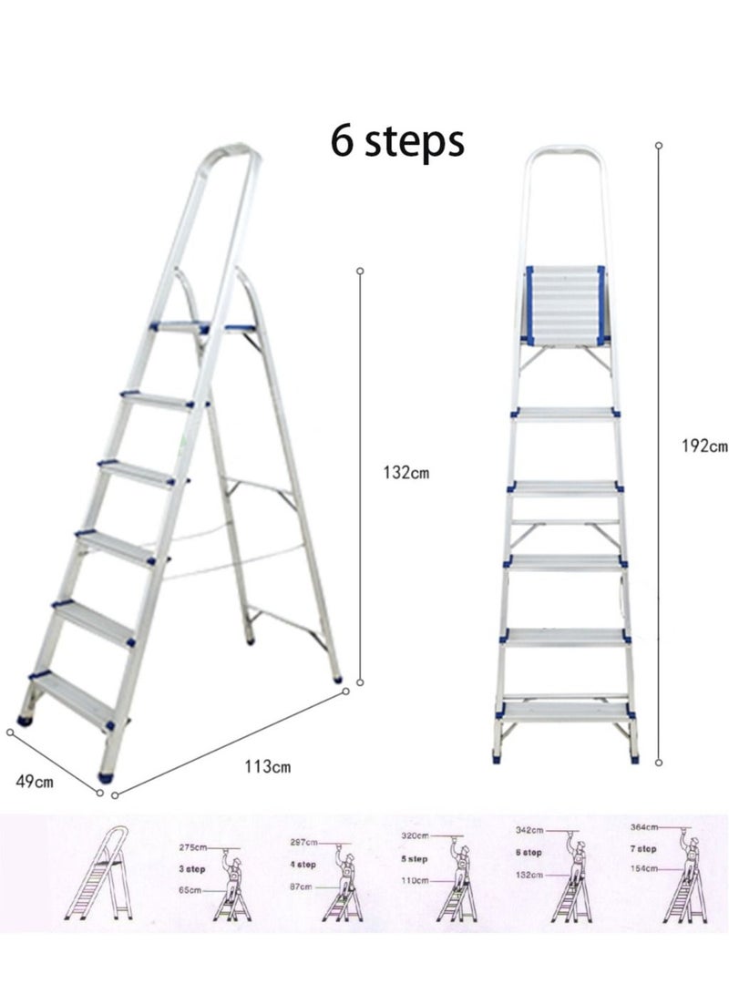 SUNRISE 6 Steps Ladder Aluminum Folding Step Stool With Anti Slip Sturdy And Wide Pedal Light Weight Portable Multi Use Stepladder For Home And Kitchen Use Space Saving - Image 5