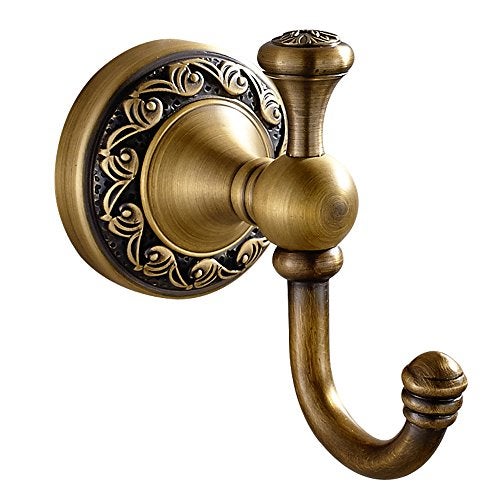 Leyden Antique Brass Towel Hook, Bathroom Robe Hooks, Wall Mounted Retro Single Door Coat Clothes Hanger - Image 1