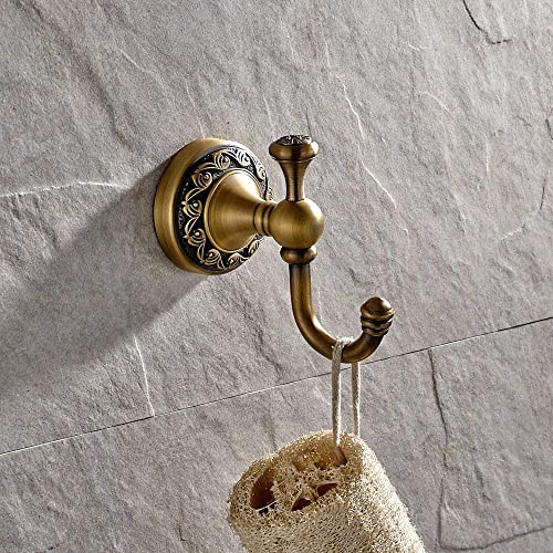 Leyden Antique Brass Towel Hook, Bathroom Robe Hooks, Wall Mounted Retro Single Door Coat Clothes Hanger - Image 3