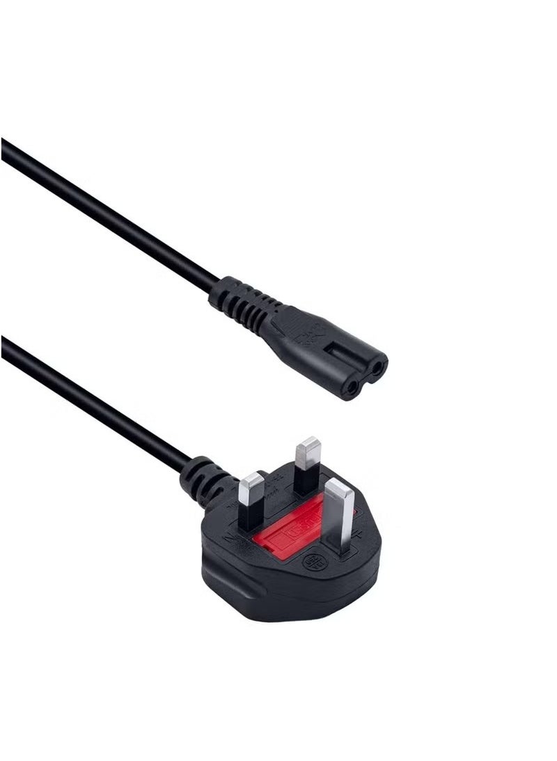 3M UK Power Cable (IEC320C7 to BS 1363) C7 Figure 8 Power Lead, PS4 Power Cable, Kettle Lead/Power Cord compatible with Samsung LG Philips Toshiba TV/Printer/PS4/PS3/PS5 - Image 1