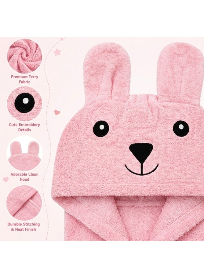 VELMORE Premium Kids Hooded Bathrobe – 100% Cotton Soft & Absorbent Towel Robe for Boys & Girls, Lightweight, Quick Dry, with Belt & Pockets (650 GSM) - 12 - 16 Y - Rose - Image 5