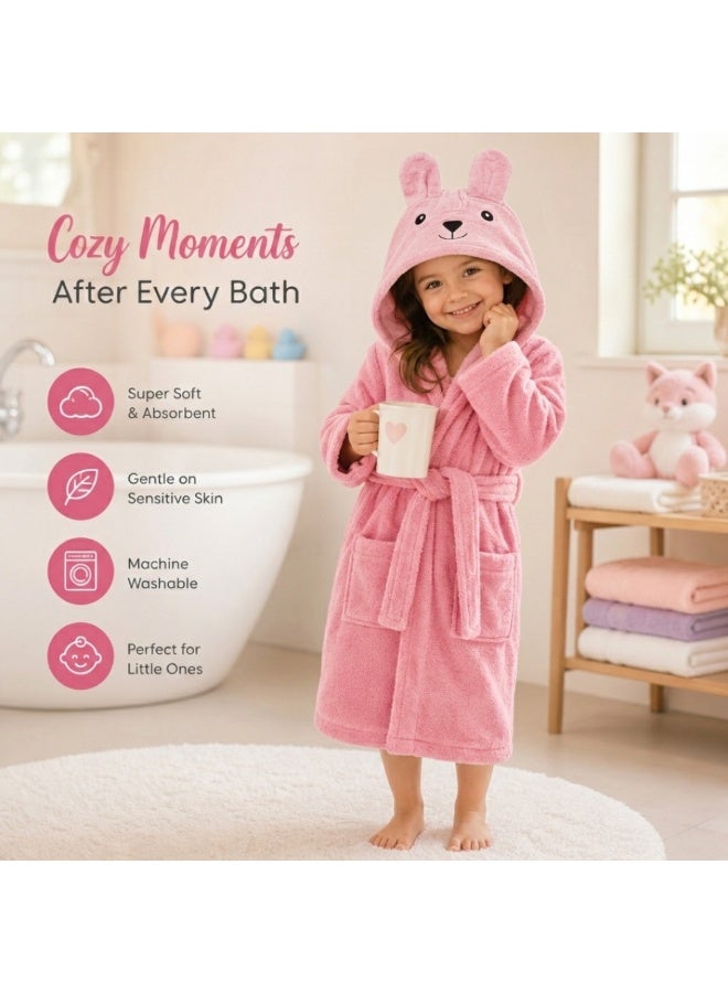 VELMORE Premium Kids Hooded Bathrobe – 100% Cotton Soft & Absorbent Towel Robe for Boys & Girls, Lightweight, Quick Dry, with Belt & Pockets (650 GSM) - 12 - 16 Y - Rose - Image 3
