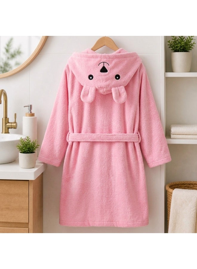 VELMORE Premium Kids Hooded Bathrobe – 100% Cotton Soft & Absorbent Towel Robe for Boys & Girls, Lightweight, Quick Dry, with Belt & Pockets (650 GSM) - 12 - 16 Y - Rose - Image 1