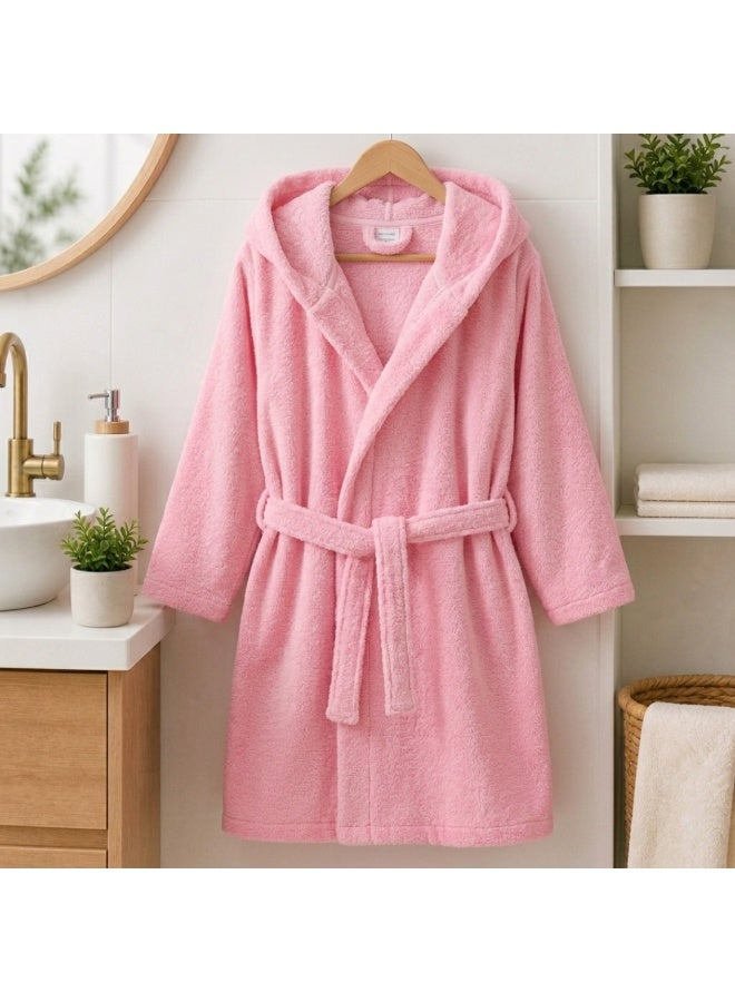 VELMORE Premium Kids Hooded Bathrobe – 100% Cotton Soft & Absorbent Towel Robe for Boys & Girls, Lightweight, Quick Dry, with Belt & Pockets (650 GSM) - 12 - 16 Y - Rose - Image 2