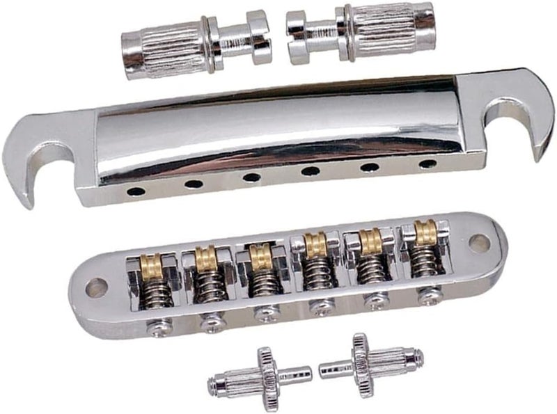 klarako Electric Guitars Roller Saddle Bridge Tailpiece with Screw Set for EPI And LP Guitars  Silver, as described - Image 1