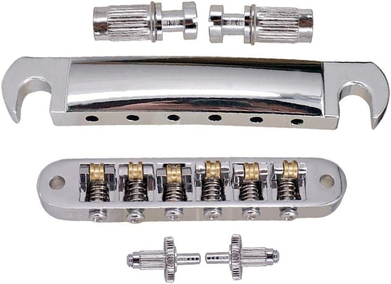 klarako Electric Guitars Roller Saddle Bridge Tailpiece with Screw Set for EPI And LP Guitars  Silver, as described - Image 3