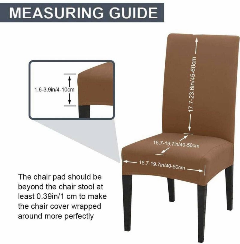 BRIDA® Stretchable Solid Plain Dining Chair Covers Elastic Chair Seat Case Protector, Slipcovers (6 Chair Cover, Dark Camel), Polyester; Polyester Blend - Image 4