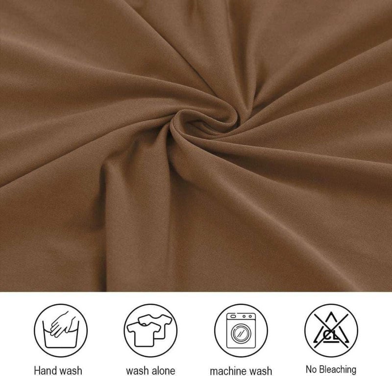 BRIDA® Stretchable Solid Plain Dining Chair Covers Elastic Chair Seat Case Protector, Slipcovers (6 Chair Cover, Dark Camel), Polyester; Polyester Blend - Image 3