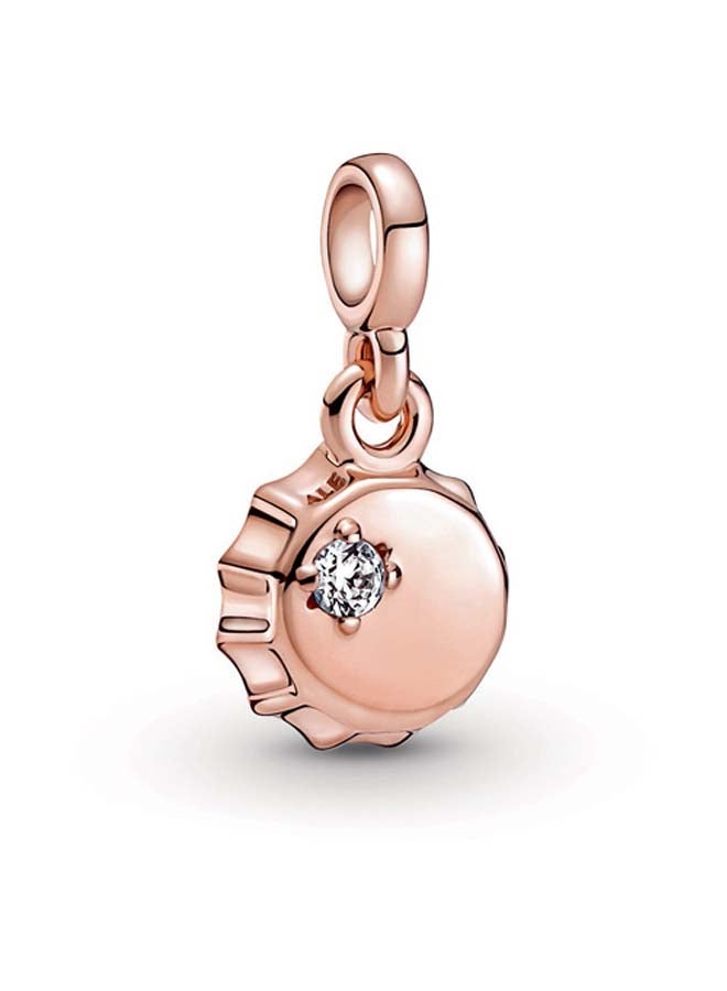 Bottle Cap 14K Rose Gold-Plated Mini Dangle with Clear Cubic Zirconia