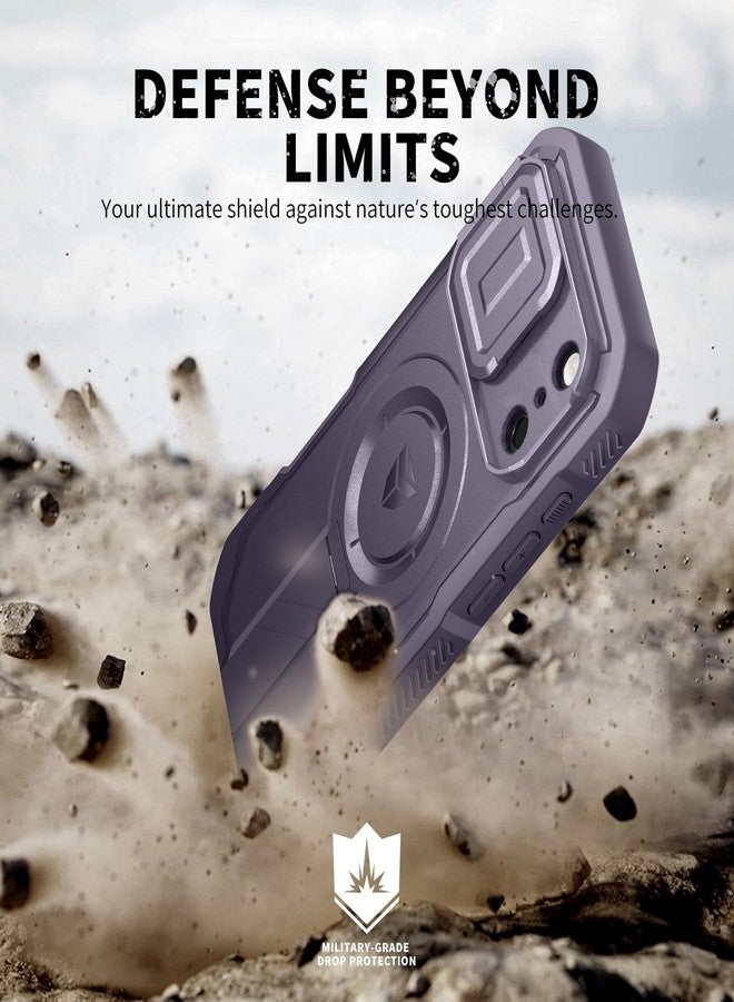 Dexnor for iPhone 17 Pro Case, [2 Front Frame & Built-in Flip Camera Cover & Kickstand], Compatible with MagSafe, Heavy-Duty Shockproof Portection Case with Screen Protector, 6.3 inch Phantom Purple - Image 5