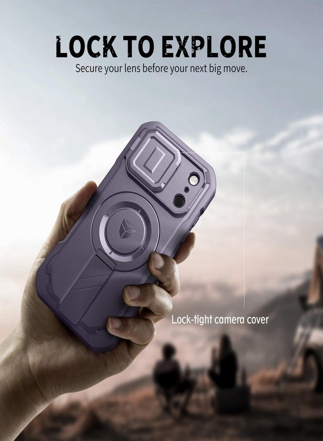 Dexnor for iPhone 17 Pro Case, [2 Front Frame & Built-in Flip Camera Cover & Kickstand], Compatible with MagSafe, Heavy-Duty Shockproof Portection Case with Screen Protector, 6.3 inch Phantom Purple - Image 4