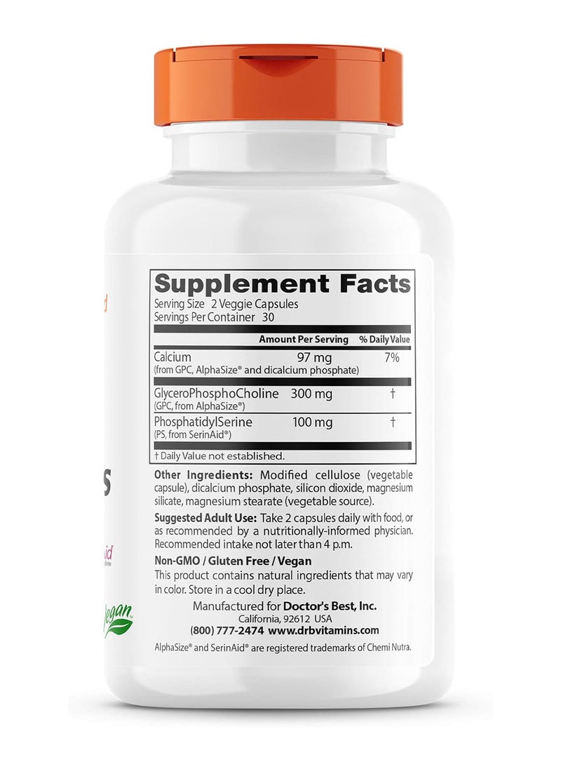 Natural Brain Enhancers Nongmo Vegan Gluten Free 60 Veggie Caps