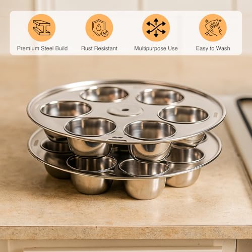Expresso Multipurpose Stainless Steel Baking Moulds | Mold for Baking Muffins, Cupcakes, Making Idly, Compatible with Prestige Outer lid Pressure Cooker (10-12 Liters) - Image 3