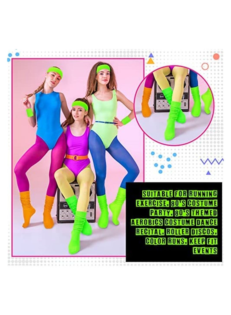 Luckam 80s Neon Costumes Accessories Set, Slouch Socks Sweatband Headband Wristband, for Women Girl Cosplay Party - Image 4