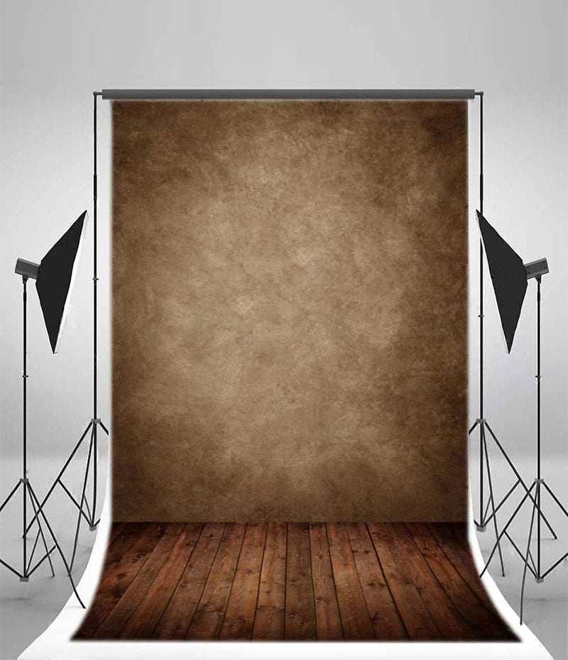 Laeacco 3x5FT Blurry Brown Grey Wall Background Vintage Wood Floor Scene Vinyl Photography Backdrop Newborn Baby Kids Adults Theme Background Portraits Shooting Video Studio Props 1x15m - Image 1