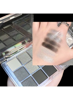 QiBest Black Grey Silver Smokey Eyeshadow Palette, 9 Colors Cool Toned Matte Glitter Eyeshadow Palette Longlasting Waterproof Eye Shadow for Girls and Women  - Image 4