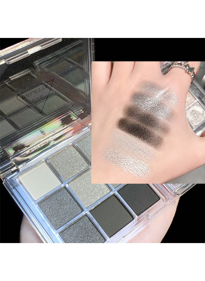 QiBest Black Grey Silver Smokey Eyeshadow Palette, 9 Colors Cool Toned Matte Glitter Eyeshadow Palette Longlasting Waterproof Eye Shadow for Girls and Women  - Image 4