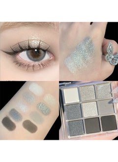 QiBest Black Grey Silver Smokey Eyeshadow Palette, 9 Colors Cool Toned Matte Glitter Eyeshadow Palette Longlasting Waterproof Eye Shadow for Girls and Women  - Image 3