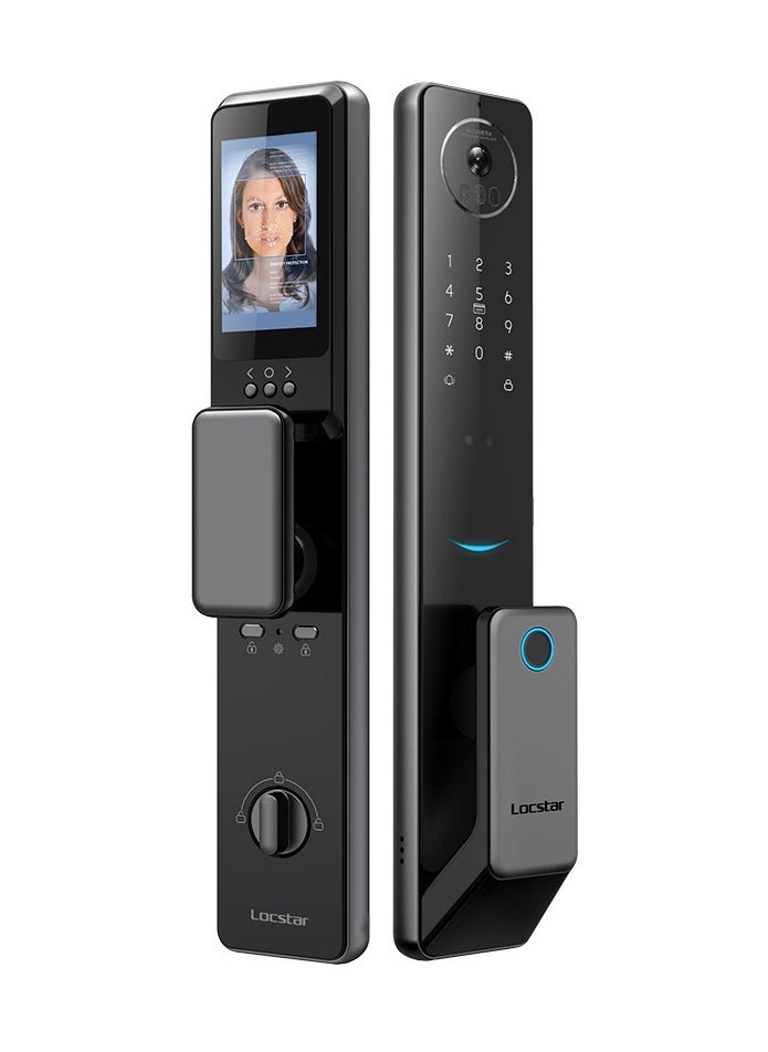 Locstar - S61 Smart Door Lock with Doorbell - WiFi, Tuya App, Fingerprint, IC Card, Password & Key Access - Home Security Enhanced (Grey) - Image 1