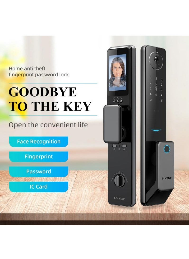 Locstar - S61 Smart Door Lock with Doorbell - WiFi, Tuya App, Fingerprint, IC Card, Password & Key Access - Home Security Enhanced (Grey) - Image 1