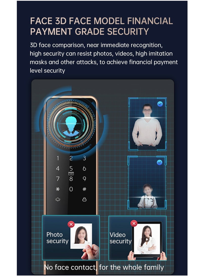 Locstar - S61 Smart Door Lock with Doorbell - WiFi, Tuya App, Fingerprint, IC Card, Password & Key Access - Home Security Enhanced (Grey) - Image 1