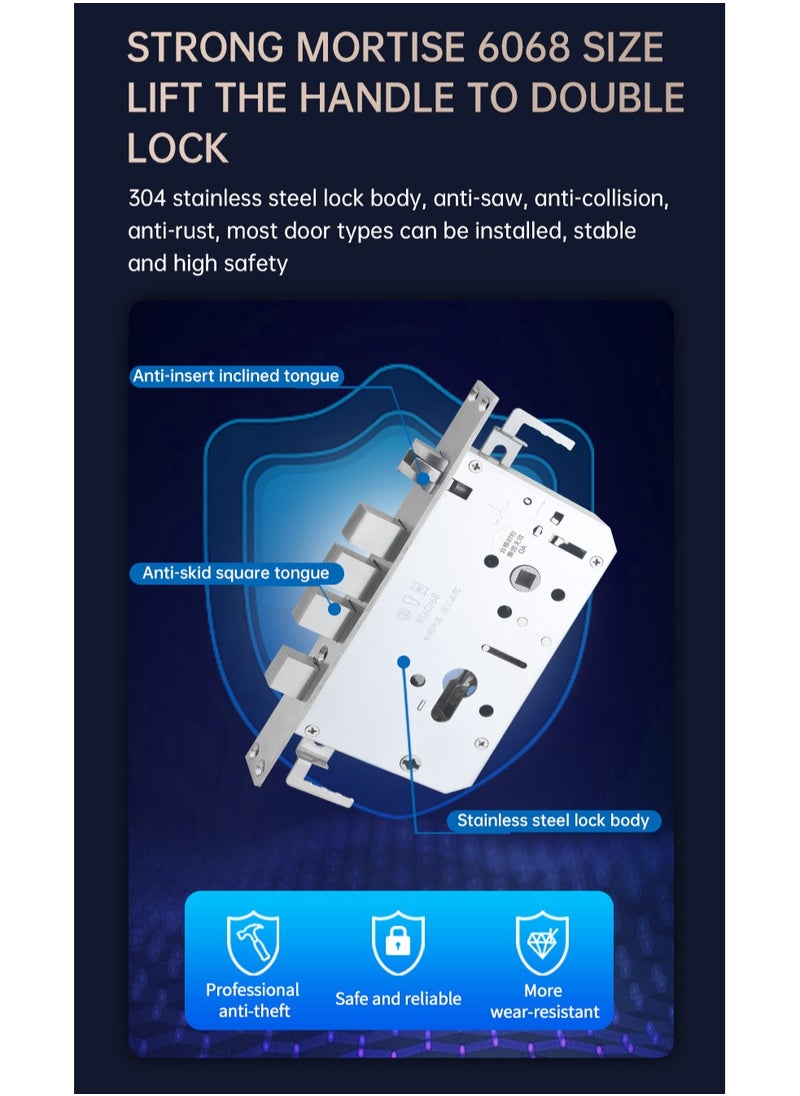 Locstar - S61 Smart Door Lock with Doorbell - WiFi, Tuya App, Fingerprint, IC Card, Password & Key Access - Home Security Enhanced (Grey) - Image 1