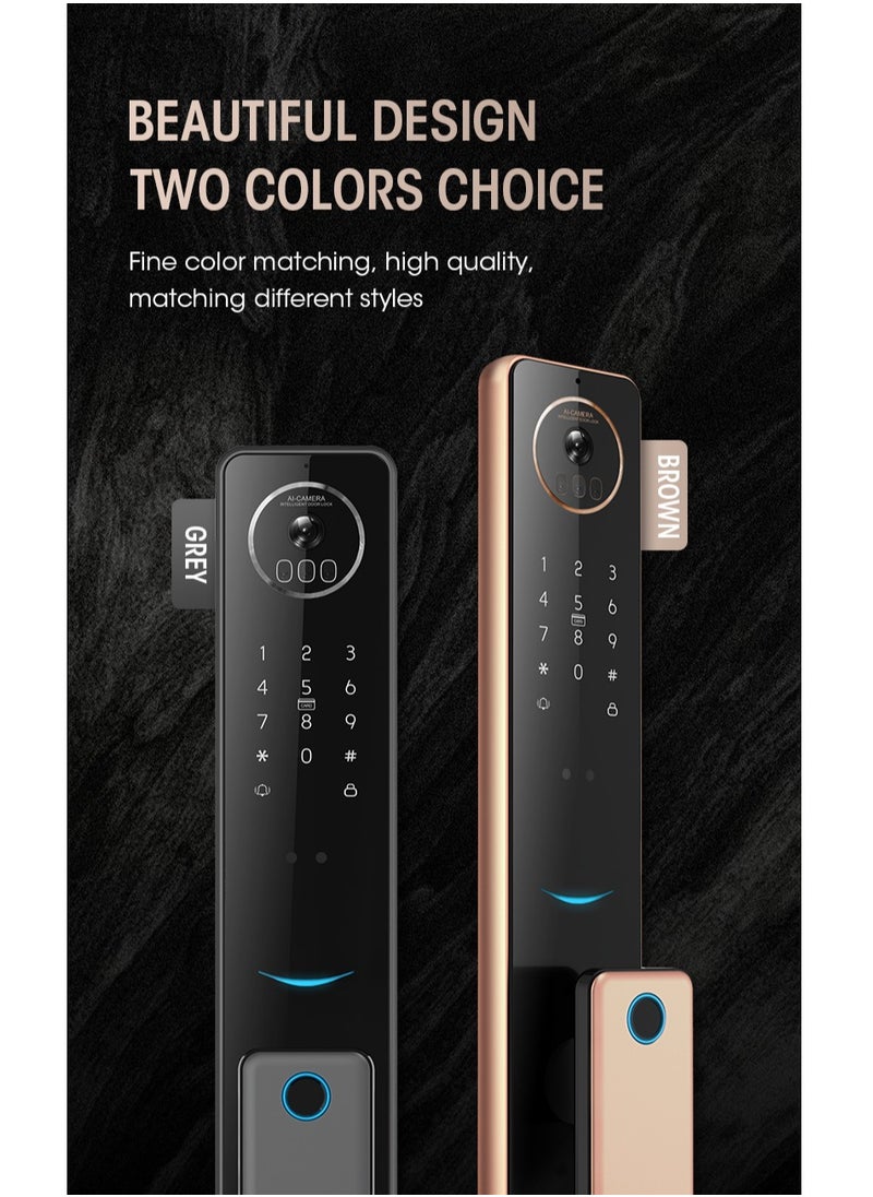 Locstar - S61 Smart Door Lock with Doorbell - WiFi, Tuya App, Fingerprint, IC Card, Password & Key Access - Home Security Enhanced (Grey) - Image 1