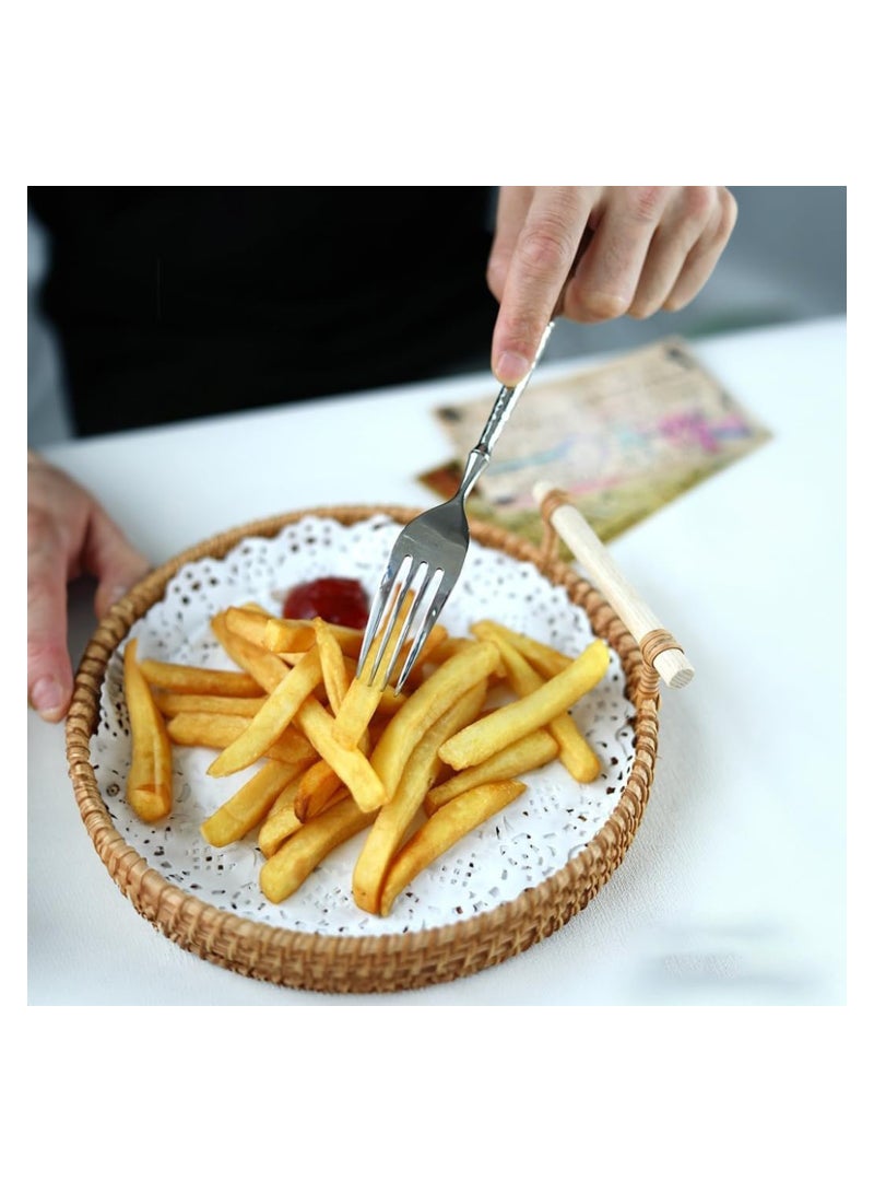 KASTWAVE مجموعة أدوات مائدة فضية مطبوعة، مجموعة أدوات مائدة عصرية مكونة من 6 قطع، خدمة لعدد 4، مجموعة أدوات تناول الطعام من الفولاذ المقاوم للصدأ غير اللامع، مجموعة من السكاكين والشوك والملاعق، آمنة للغسالة - Image 3