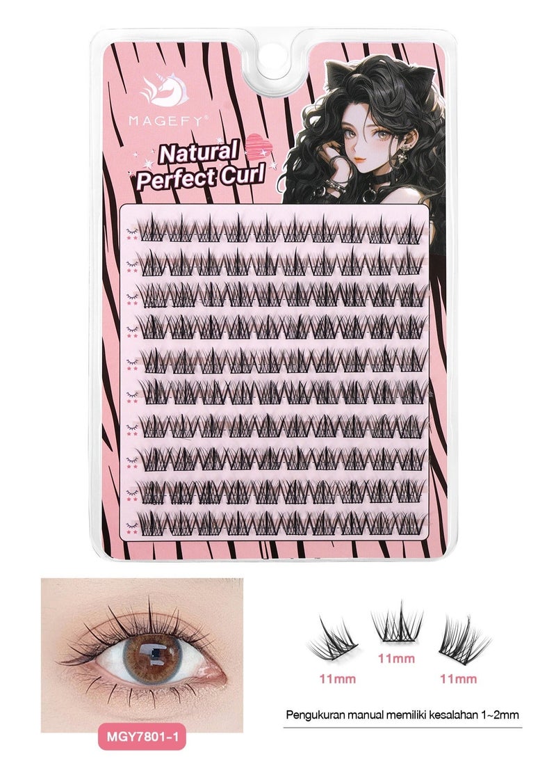 طقم رموش صناعية لاصقة ذاتياً، 100 مجموعة، رموش صناعية بنظام الضغط، مجموعات رموش مثبتة مسبقاً، لا حاجة للصمغ أو مزيل المكياج، طقم تمديد رموش يمكنك صنعه بنفسك. - view 2