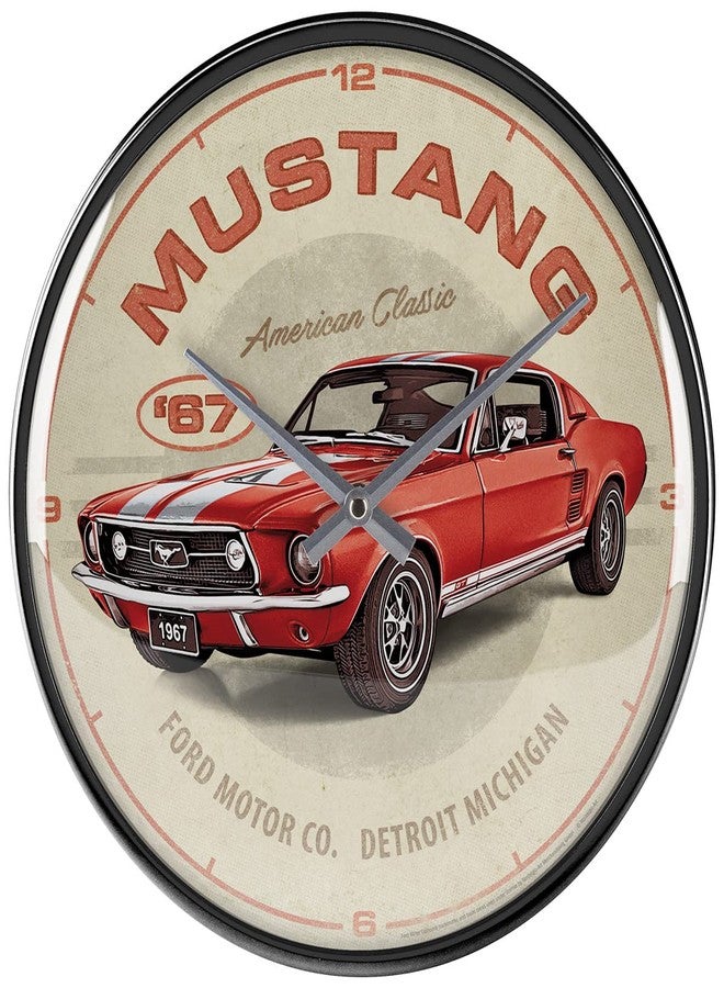 Nostalgic Art Nostalgic-Art Retro Wall Clock, Ø 12.2", Ford Mustang – GT 1967 Red – Gift idea for car accessories fans, Large Kitchen Decoration, Decorative vintage design - Image 1