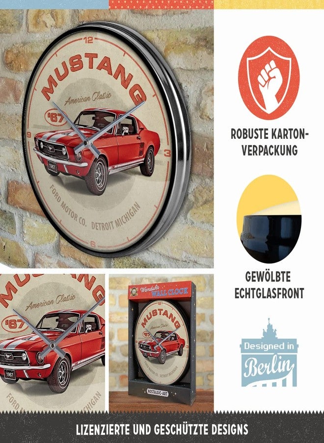 Nostalgic Art Nostalgic-Art Retro Wall Clock, Ø 12.2", Ford Mustang – GT 1967 Red – Gift idea for car accessories fans, Large Kitchen Decoration, Decorative vintage design - Image 2