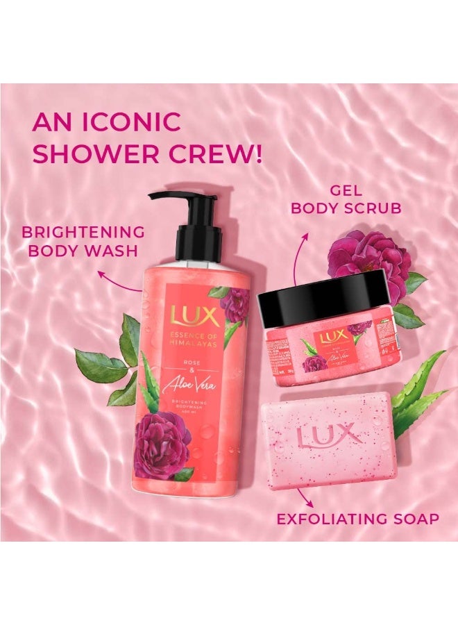 LUX Rose & Aloe Vera Essence of Himalayas Brightening Body Wash, 400 ml, for Bright and Soft Skin, Soap-Free, Paraben-Free, Plant Based Cleanser - Image 3