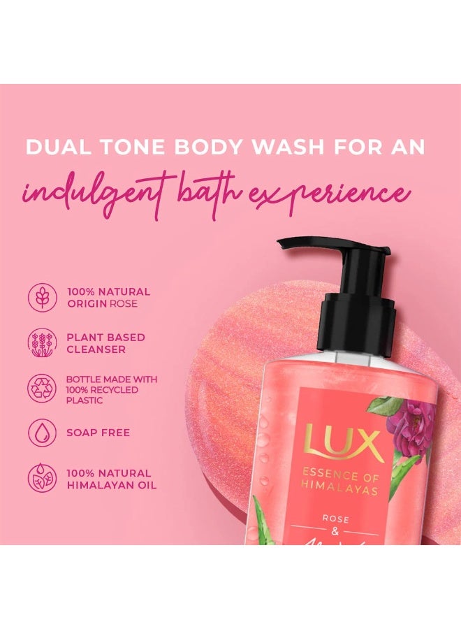 LUX Rose & Aloe Vera Essence of Himalayas Brightening Body Wash, 400 ml, for Bright and Soft Skin, Soap-Free, Paraben-Free, Plant Based Cleanser - Image 4