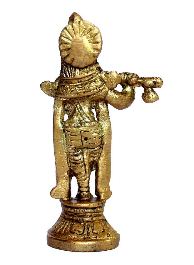 ESPLANADE ESPLANADE - Krishna Kishan Makhan Chor Laddoo Gopal Thakurji Murti Idol Statue Sculpture - Brass - 3.5" Inches  - Image 4