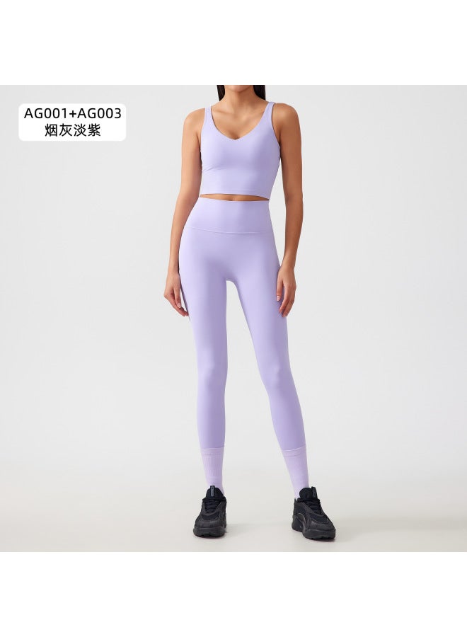 Nude Shaping Yoga Clothing Set Push-up Anti-sagging Sports Bra High Waist Hip Lifting Yoga Fitness Nine-point Pants For Women - Image 1
