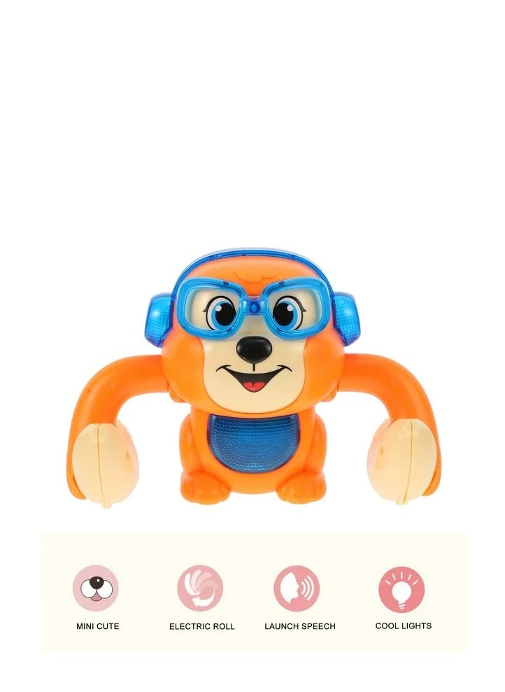 MUMS PLANET Dancing Monkey Toy with Voice/Touch Sensor, Rolling & Spinning Monkey Doll Toy, Light & Sound Effect Toys for Toddler, Voice Controlled Banana Sensored Monkey, Durable ABS Plastic - WITH BATTERY  - Image 5