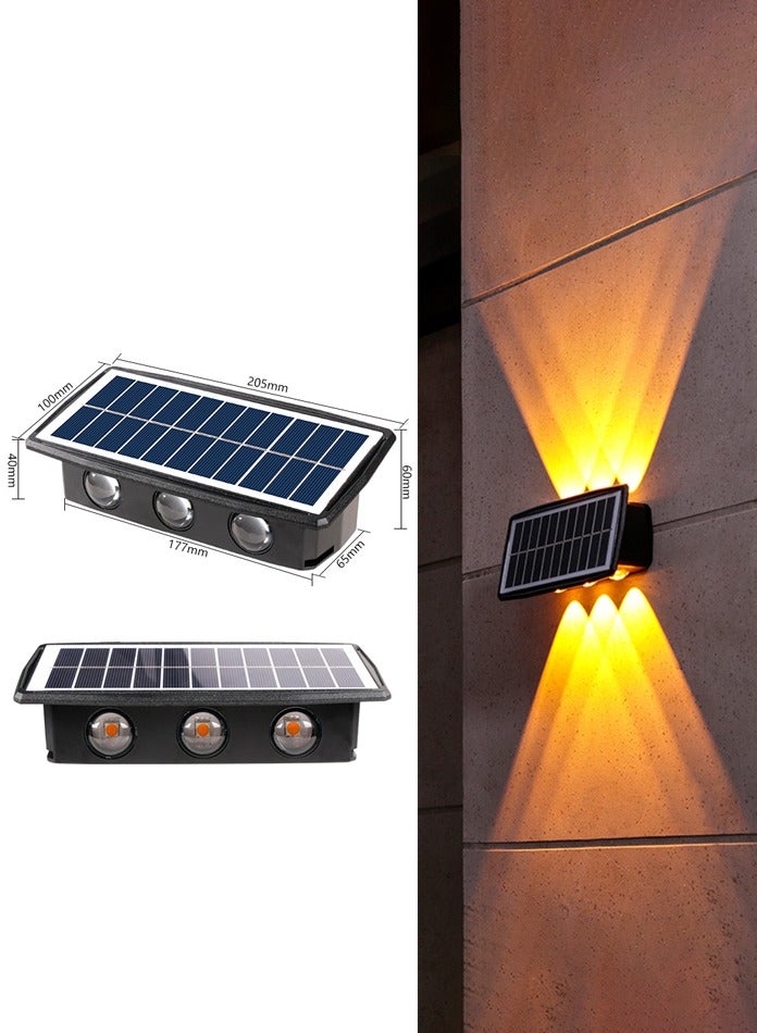 مودي مصباح جداري يعمل بالطاقة الشمسية 6 واط، ضوء دافئ 1800 كلفن - مصباح LED خارجي عالي السطوع ومقاوم للماء للحديقة والسياج - Image 2