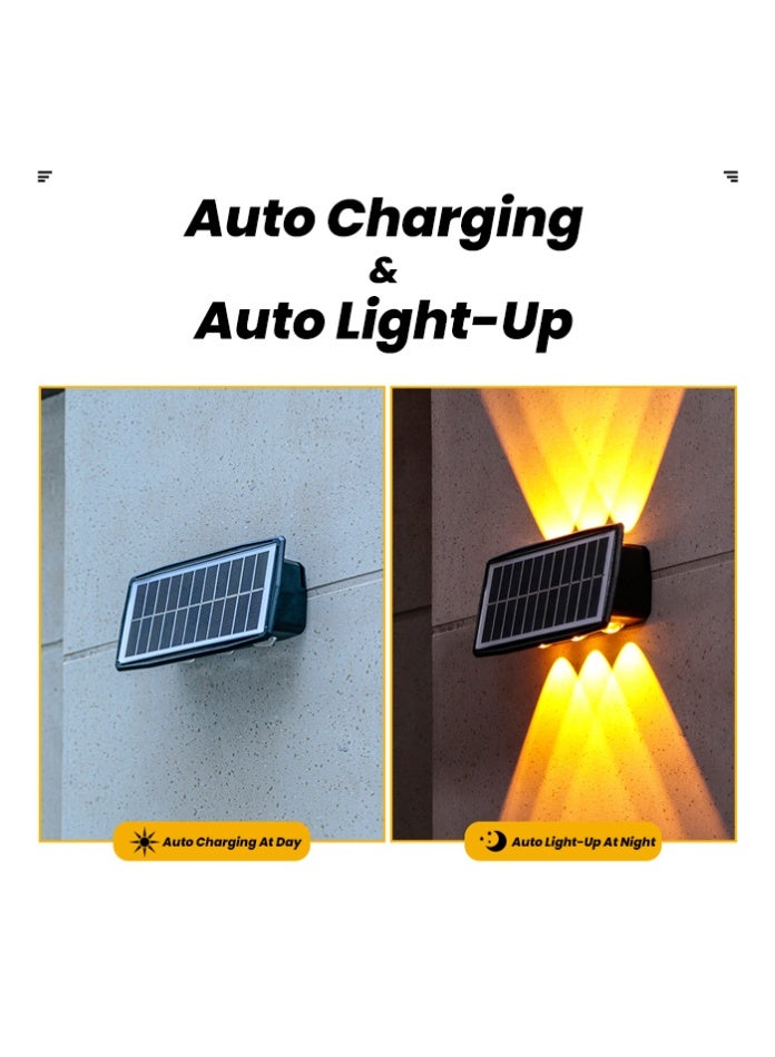 مودي مصباح جداري يعمل بالطاقة الشمسية 6 واط، ضوء دافئ 1800 كلفن - مصباح LED خارجي عالي السطوع ومقاوم للماء للحديقة والسياج - Image 3