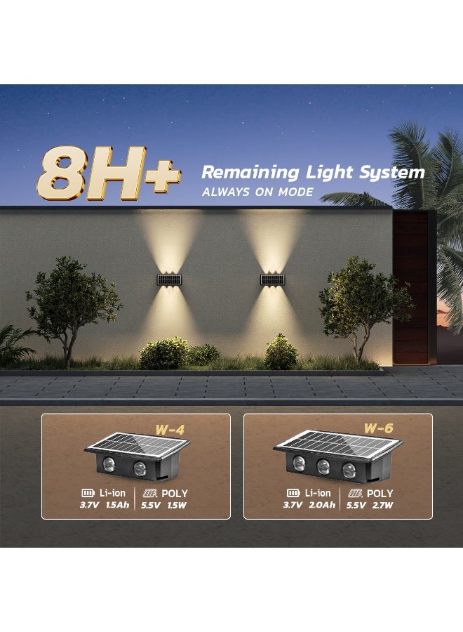 مودي مصباح جداري يعمل بالطاقة الشمسية 6 واط، ضوء دافئ 1800 كلفن - مصباح LED خارجي عالي السطوع ومقاوم للماء للحديقة والسياج - Image 5