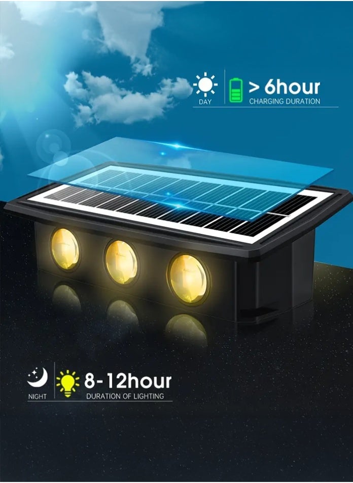 مودي مصباح جداري يعمل بالطاقة الشمسية 6 واط، ضوء دافئ 1800 كلفن - مصباح LED خارجي عالي السطوع ومقاوم للماء للحديقة والسياج - Image 4