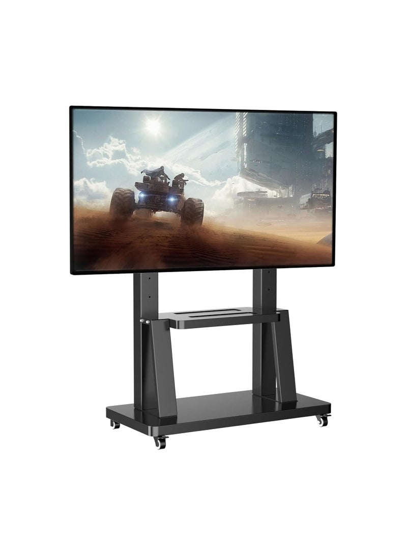 Large Mobile TV Stand with Wheels for 50–100 Inch Screens – Heavy-Duty Rolling TV Cart with Shelf – Max VESA 900x600mm – Supports up to 330 lbs