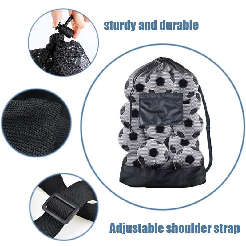 TRKETK Large Mesh Ball Bag with Adjustable Straps Diving Equipment Large Capacity 10-15 Balls Shoulder Bag Storage Bag for Football, Volleyball, Rugby (75 x 100 cm) - Image 3