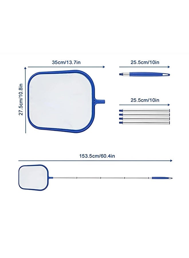 شبكة تنظيف حوض السباحة، شبكة تنظيف حوض سباحة مع عمود تلسكوبي من الألومنيوم قابل للتعديل بخمسة أقسام، شبكة تنظيف دقيقة فعالة، شبكة تنظيف أوراق الشجر لتنظيف البركة بسرعة، السباحة - Image 3